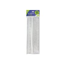 Bismark Pack de 2 Reglas Milimetradas 30cm - Con Plantilla de Caracteres Rotulables - Ideal para Colegio - Fabricada en Plastico - Transparente