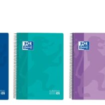 Oxford Europeanbook 4 Cuaderno A5+ Cuadriculado 5x5mm 120 Hojas 90gr - Tapa Superresistente - 4 Bandas de Color - Colores Vivos Surtidos