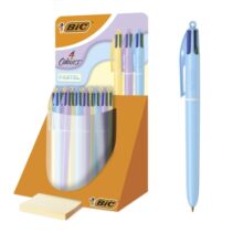 Bic 4 Colours Pastel Expositor con 30 Boligrafos de Bola Retractil - Punta Media de 1.0mm - Tinta con Base de Aceite - Cuerpo en Colores Pastel - 4 Colores