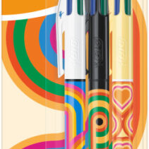 Bic 4 Colours Decors Pack de 3 Boligrafos de Bola Retractil - Punta Media de 1.0mm - Tinta con Base de Aceite - 4 Colores
