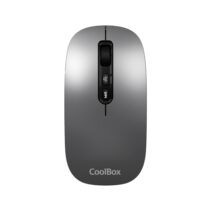 Coolbox W02 Raton Inalambrico - Bluetooth y RF 2.4GHz - Super Ligero - Boton Acceso Copilot - Recargable Por USB-C - DPI Ajustable - Sensor Optico - Color Gris