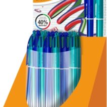Bic 4 Colours Smooth Gradient Expositor de 30 Boligrafos de Bola Retractil - Punta Media de 1.0mm - Escritura un 40% mas Suave - 4 Colores