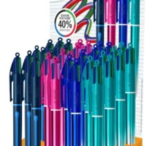 Bic 4 Colours Smooth Gradient y Drop Expositor de 36 Boligrafos de Bola Retractil - Punta Media de 1.0mm - Escritura un 40% mas Suave - 4 Colores