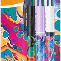 Bic 4 Colours Decors Hydro Pack de 3 Boligrafos de Bola Retractil - Punta Media de 1.0mm - Tinta con Base de Aceite - 4 Colores