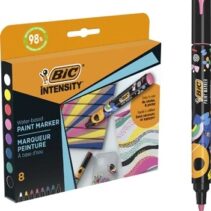 Bic Intensity Pack de 8 Marcadores de Pintura - Punta Media - Tinta con Base de Agua - 98% de Materiales Reciclados - Colores Surtidos