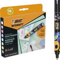 Bic Intensity Pack de 8 Marcadores de Pintura - Punta Media - Tinta con Base de Agua - 98% de Materiales Reciclados - Colores Pastel Surtidos