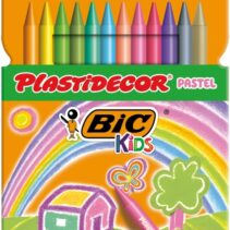 Bic Kids Plastidecor Pastel Caja de 12 Lapices de Cera - Extraresistentes - Facil de Sacar Punta - No Mancha - Colores Pastel Surtidos