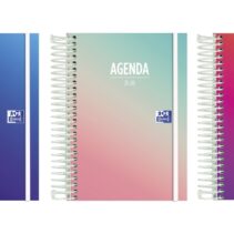 Oxford Gradient Agenda Escolar 25/26 Espiral Dia Pagina - Tamaño 8º - Tapa Extradura - Esquinas Microperforadas - Espacio para Notas - Cierre con Goma - Diseños Surtidos