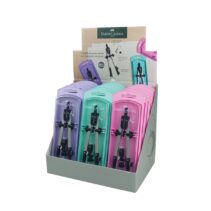Faber-Castell Expositor de 15 Compases de Ajuste Rapido - Articulaciones en ambos Brazos - Accesorios de Recambio - Adaptador Universal