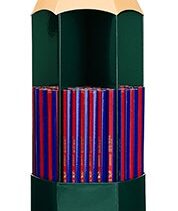 Faber-Castell Janus 2160 Expositor de 120 Lapices Finos Bicolor Hexagonales - Ecologico - Resistente a la Rotura - Color Rojo/Azul