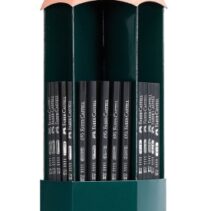 Faber-Castell Castell 1111 Expositor con 120 Lapices de Grafito - Grados de dureza Surtidos - Mina Resistente a la Rotura - Cuerpo con Acabado en Negro