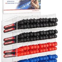 Edding 300 Expositor de 96 Rotuladores Permanentes - Punta Redonda - Trazo entre 1.5 y 3mm - Tinta Casi Inodora - Capuchon con Clip - Secado Rapido - Colores Negro