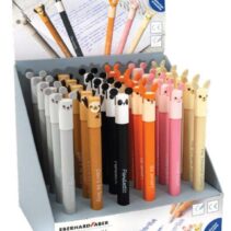 Eberhard Faber Animal Erase It! Expositor con 36 Boligrafos Borrables Tinta Gel Azul - Trazo 0.7mm - Capuchon con Formas de Animales - Tacto Soft