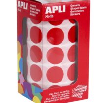 Apli Rollo de 1770 Gomets Redondos Rojos - Ø 20mm - Adhesivo Permanente - Desarrolla Habilidades y Capacidades en Niños