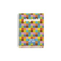 Dohe Playmobil Unite As One Cuaderno Espiral A5 100 Hojas Cuadricula 5mm - Tapa Dura Impresa a todo Color y Plastificada en Brillo - Bandas de Color