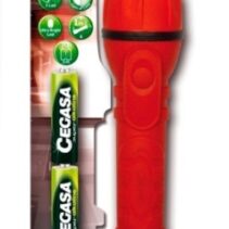 Cegasa Profesional Linterna de 3 LED - Cuerpo de Goma Antideslizante - Resistente a Golpes y Humedad - Funciona con 2 Pilas LR6 (Incluidas)