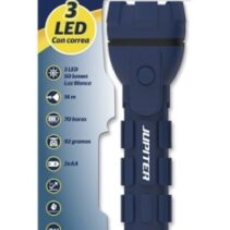 Jupiter Linterna de Luz Blanca 3 LED 50lm - Cuerpo de Goma - Resistencia IP44 - Funciona con 2 Pilas AA (No Incluidas) - Color Azul