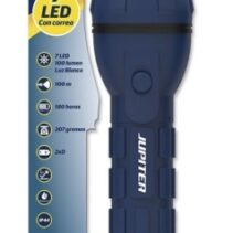 Jupiter Linterna de Luz Blanca 7 LED 100lm - Cuerpo de Goma - Resistencia IP44 - Funciona con 2 Pilas D R20 (No Incluidas) - Color Azul