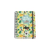 Dohe WWF Tropic Agenda Escolar 25/26 Espiral Wire’o A5 - Semana Vista - Papel 80g/m2 - 4 Hojas de Pegatinas - Cubierta de Carton Plastificado - Cierre con Goma Elastica