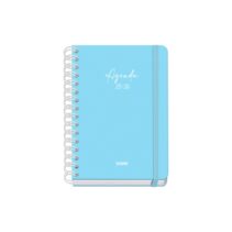 Dohe Serenity Agenda Escolar 25/26 Espiral Wire’o A5 - Semana Vista - Papel 80g/m2 - 4 Hojas de Pegatinas - Cubierta de Carton Plastificado - Cierre con Goma Elastica - Color Azul