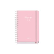 Dohe Serenity Agenda Escolar 25/26 Espiral Wire’o A5 - Semana Vista - Papel 80g/m2 - 4 Hojas de Pegatinas - Cubierta de Carton Plastificado - Cierre con Goma Elastica - Color Rosa