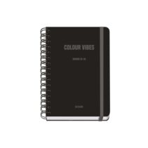 Dohe Colour Vibes Agenda Escolar 25/26 Espiral Wire’o A5 - Semana Vista - Papel 80g/m2 - 4 Hojas de Pegatinas - Cubierta de Carton Plastificado - Cierre con Goma Elastica - Color Negro