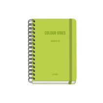 Dohe Colour Vibes Agenda Escolar 25/26 Espiral Wire’o A5 - Semana Vista - Papel 80g/m2 - 4 Hojas de Pegatinas - Cubierta de Carton Plastificado - Cierre con Goma Elastica - Color Verde Lima