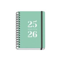 Dohe Grammar Agenda Escolar 25/26 Espiral A5 - Dia Pagina - Papel 80g/m2 - Cubierta de Polipropileno - Cierre de Goma Elastica - Color Verde