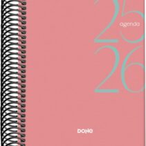 Dohe System Agenda Escolar 25/26 Espiral A6 - Dia Pagina - Papel 70g/m2 - Cubierta de Carton Plastificado - Color Rosa