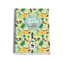 Dohe WWF Tropic Cuaderno Espiral A4 100 Hojas Microperforadas Cuadricula 5mm - Tapa Dura Carton Forrado - Bandas de Color