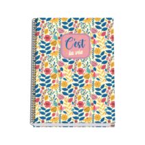 Dohe C`est la Vie Cuaderno Espiral A4 100 Hojas Microperforadas Cuadricula 5mm - Tapa Dura Carton Forrado - Bandas de Color