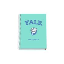 Dohe Yale Dog Cuaderno Espiral A5 100 Hojas Cuadricula 5mm - Tapa Dura Impresa a todo Color y Plastificada en Brillo - Bandas de Color