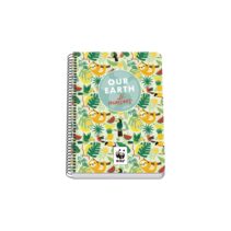 Dohe WWF Tropic Cuaderno Espiral A5 80 Hojas Cuadricula 4mm con Margen - Tapa Rigida Impresa a todo Color y Plastificada en Brillo - Guardas Impresas