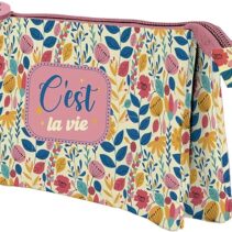 Dohe C`est la Vie Portatodo Triple - Cierre Doble con Cremallera y Tirador de Goma