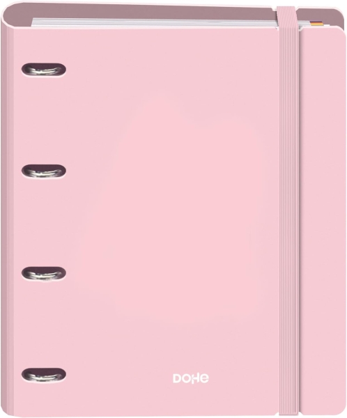 Dohe Serenity Polyfoam Carpeta de 4 Anillas Mixtas de 35mm A4 Recambio 100 Hojas Cuadricula 5mm - Cubierta de Polyfoam 2mm - Cierre con Goma - Incluye 4 Separadores y Sobre de Polipropileno - Color Rosa