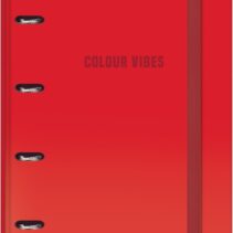 Dohe Colour Vibes Carpeta de 4 Anillas Mixtas de 35mm Recambio 100 Hojas Cuadricula 5mm - Formato A4 - Cierre con Goma - Incluye 4 Separadores y Sobre de Polipropileno - Color Rojo