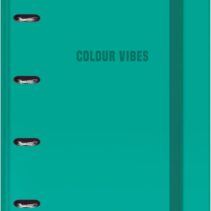 Dohe Colour Vibes Carpeta de 4 Anillas Mixtas de 35mm Recambio 100 Hojas Cuadricula 5mm - Formato A4 - Cierre con Goma - Incluye 4 Separadores y Sobre de Polipropileno - Color Verde