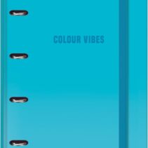 Dohe Colour Vibes Carpeta de 4 Anillas Mixtas de 35mm Recambio 100 Hojas Cuadricula 5mm - Formato A4 - Cierre con Goma - Incluye 4 Separadores y Sobre de Polipropileno - Color Azul Cyan