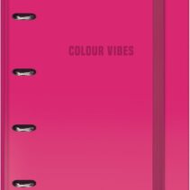 Dohe Colour Vibes Carpeta de 4 Anillas Mixtas de 35mm Recambio 100 Hojas Cuadricula 5mm - Formato A4 - Cierre con Goma - Incluye 4 Separadores y Sobre de Polipropileno - Color Rosa