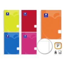 Golden Pack de 5 Cuadernos Espiral 80 Hojas 90gr Liso - Tamaño Folio - Tapa de Polipropileno - Colores Surtidos