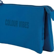 Dohe Colour Vibes Portatodo Triple - Cierre Doble con Cremallera y Tirador de Goma - Color Azul