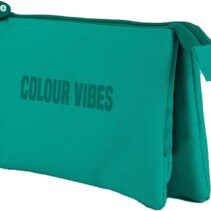 Dohe Colour Vibes Portatodo Triple - Cierre Doble con Cremallera y Tirador de Goma - Color Verde