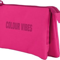 Dohe Colour Vibes Portatodo Triple - Cierre Doble con Cremallera y Tirador de Goma - Color Rosa