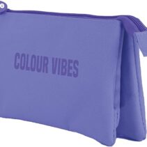 Dohe Colour Vibes Portatodo Triple - Cierre Doble con Cremallera y Tirador de Goma - Color Morado