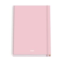 Dohe Serenity Cuaderno Espiral A4 100 Hojas Microperforadas Cuadricula 5mm - Tapa Dura Carton Forrado - Cierre de Goma - Bandas de Color - Color Rosa