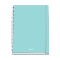 Dohe Serenity Cuaderno Espiral A4 100 Hojas Microperforadas Cuadricula 5mm - Tapa Dura Carton Forrado - Cierre de Goma - Bandas de Color - Color Verde