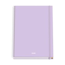 Dohe Serenity Cuaderno Espiral A4 100 Hojas Microperforadas Cuadricula 5mm - Tapa Dura Carton Forrado - Cierre de Goma - Bandas de Color - Color Morado