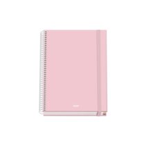 Dohe Serenity Cuaderno Espiral A5 100 Hojas Cuadricula 5mm - Tapa Dura Impresa a todo Color y Plastificada en Brillo - Bandas de Color - Cierre de Goma - Color Rosa