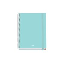 Dohe Serenity Cuaderno Espiral A5 100 Hojas Cuadricula 5mm - Tapa Dura Impresa a todo Color y Plastificada en Brillo - Bandas de Color - Cierre de Goma - Color Verde
