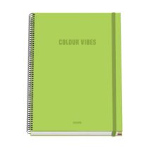 Dohe Colour Vives Cuaderno Espiral A4 100 Hojas Microperforadas Cuadricula 5mm - Tapa Dura Carton Forrado - Cierre de Goma - Bandas de Color - Color Verde Lima